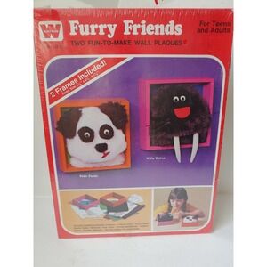 Vintage Whitman craft kit Furry Friends Wall Plaques